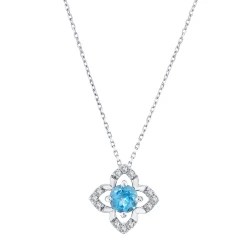 Yonca London Blue Topaz Pırlanta Kolye