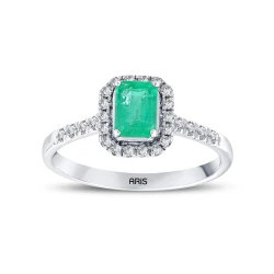 Zümrüt Kesim Pırlanta Yüzük