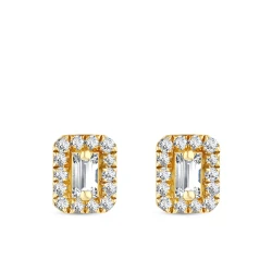 0.32 Karat Pırlantalı Baget Küpe