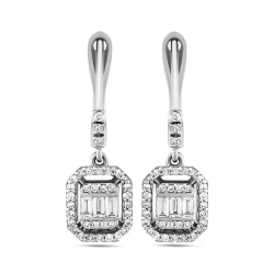 0.67 Karat Baget Pırlanta Küpe