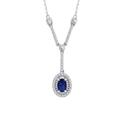 Oval Safir Pırlanta Kolye