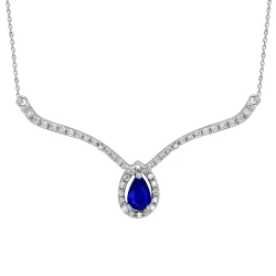 0.38 Karat Pırlanta Damla Safir Kolye