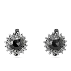 Siyah Pırlanta Gece Çiçeği Küpe