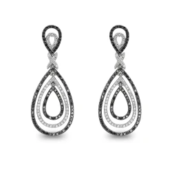 Damla Siyah Beyaz Pırlanta Küpe