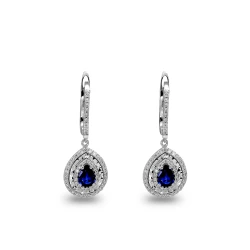 1.53 Karat Safir Damla Pırlanta Küpe