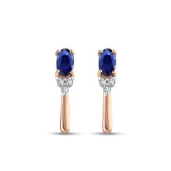 0.69 Karat Oval Safir Pırlanta Küpe