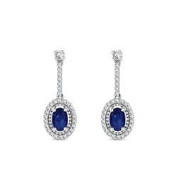1.05 Karat Oval Safir Pırlanta Küpe