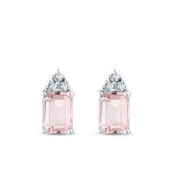 Morganit Pırlanta Küpe