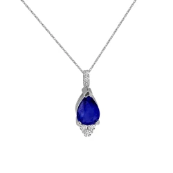 0.97 Karat Pırlanta Damla Safir Kolye
