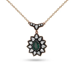1.12 Karat Elmas Damla Zümrüt Kolye 