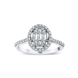 L'oval 0.54 Karat Oval Form Pırlantalı Baget Yüzük