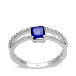 0.57 Karat Pırlanta Safir Yüzük