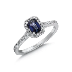 0.69 Karat Pırlanta Safir Yüzük