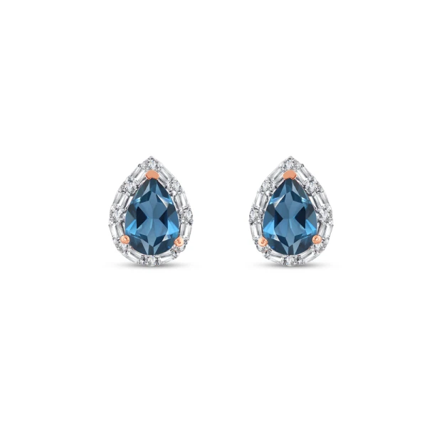 1.70 Karat Damla London Topaz Blue Küpe