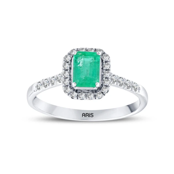 Zümrüt Kesim Pırlanta Yüzük