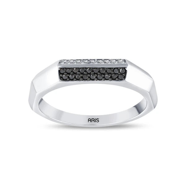 0.15 Karat Siyah Beyaz Pırlanta Yüzük