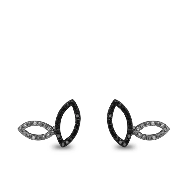 Siyah Beyaz Pırlanta Göz Küpe