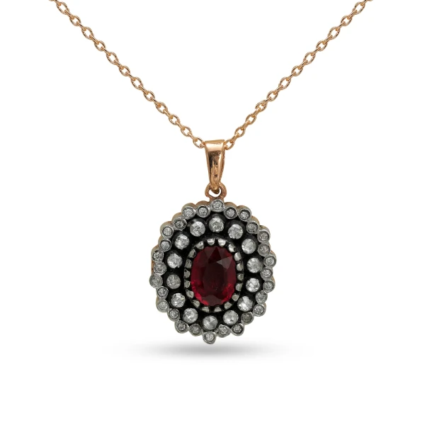 1.45 Karat Oval Yakut Elmas Kolye 