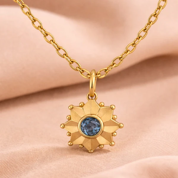 Gümüş London Blue Topaz Kaplama Kolye