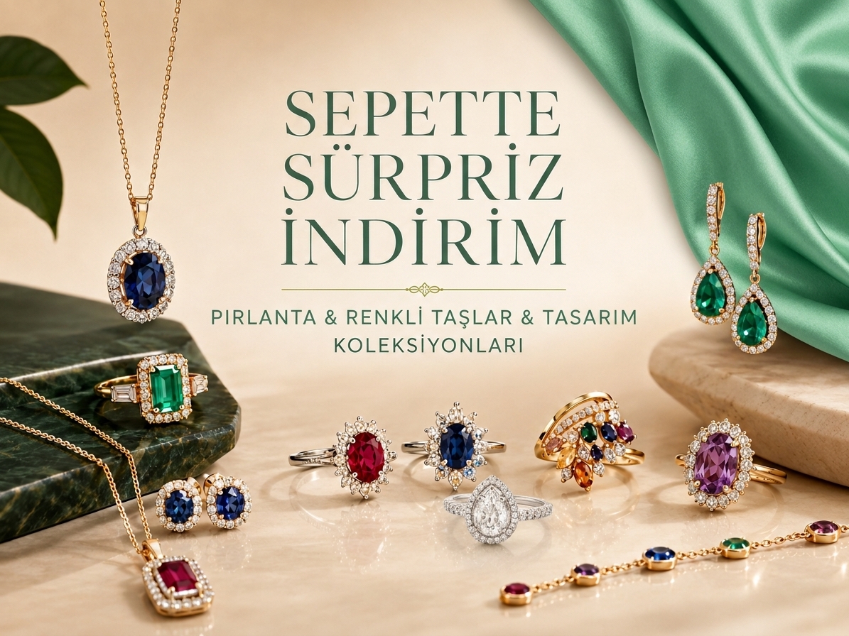 Renkli taşlı modeller sepette indirim kampanyası